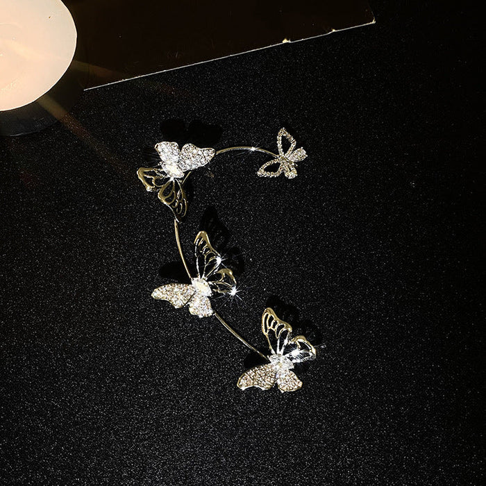 Wholesale alloy hollow butterfly earrings JDC-ES-XuF031 Earrings 旭帆 Silver right ear Wholesale Jewelry JoyasDeChina Joyas De China