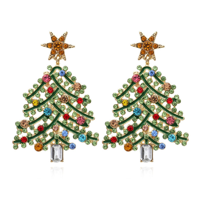 Wholesale alloy hollow diamond Christmas Tree Earrings JDC-ES-MY235 Earrings 曼茵 color Wholesale Jewelry JoyasDeChina Joyas De China