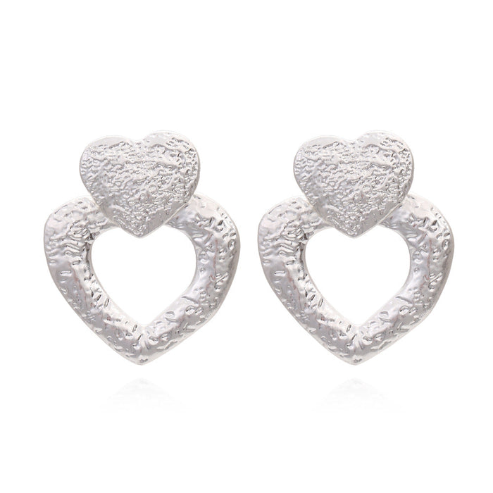 Wholesale Alloy Hollow Heart Earrings JDC-ES-MY234 Earrings 曼茵 white k Wholesale Jewelry JoyasDeChina Joyas De China