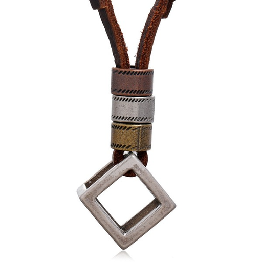 Bulk Jewelry Wholesale alloy hollow out square frame leather man necklaces JDC-MNE-PK031 Wholesale factory from China YIWU China