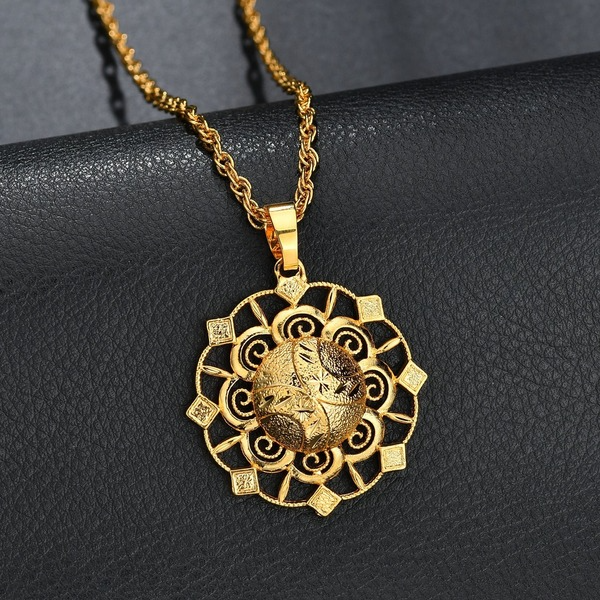 Bulk Jewelry Wholesale alloy hollow pattern protruding round necklaces JDC-NE-bq009 Wholesale factory from China YIWU China