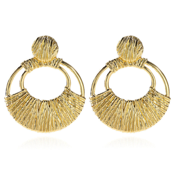 Wholesale alloy hollow round earrings JDC-ES-JQ218 Earrings 佳琪 gold Wholesale Jewelry JoyasDeChina Joyas De China