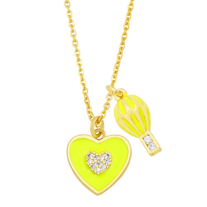 Wholesale alloy hot air balloon love necklace JDC-NE-AS396 NECKLACE 翱昇 yellow Wholesale Jewelry JoyasDeChina Joyas De China