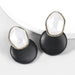 Wholesale alloy imitation pearl artificial leather round earrings JDC-ES-JL827 Earrings 氿乐 black Wholesale Jewelry JoyasDeChina Joyas De China