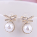 Bulk Jewelry Wholesale alloy imitation pearl bow earrings JDC-ES-wy007 Wholesale factory from China YIWU China