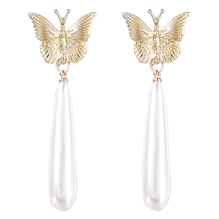 Wholesale Alloy Imitation Pearl Butterfly Earrings JDC-ES-JL835 Earrings 氿乐 A Wholesale Jewelry JoyasDeChina Joyas De China