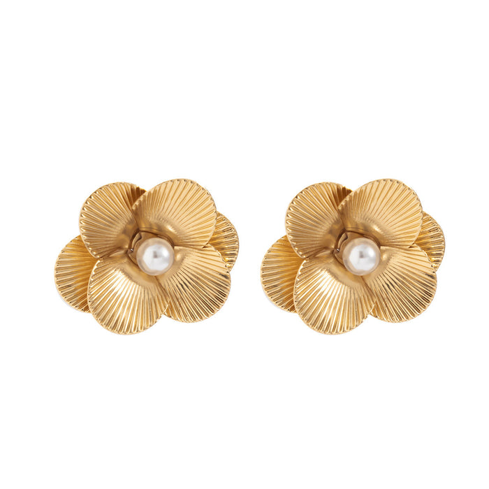 Wholesale Alloy Imitation Pearl Copper Flower Earrings JDC-ES-DN037 Earrings 道妮 gold2456 Wholesale Jewelry JoyasDeChina Joyas De China