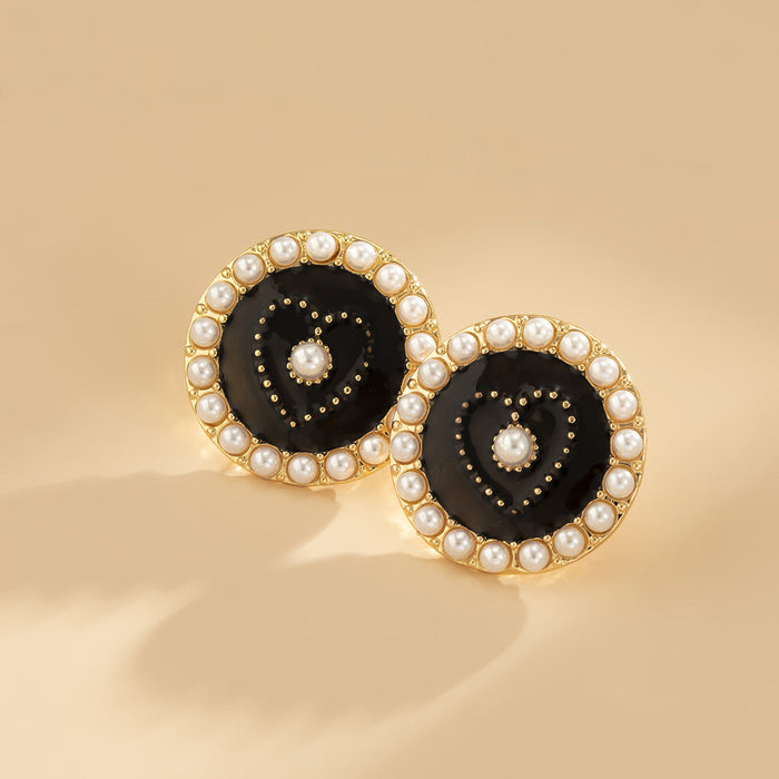 Wholesale Alloy Imitation Pearl Earrings JDC-ES-DN026 Earrings 道妮 black 2463 Wholesale Jewelry JoyasDeChina Joyas De China