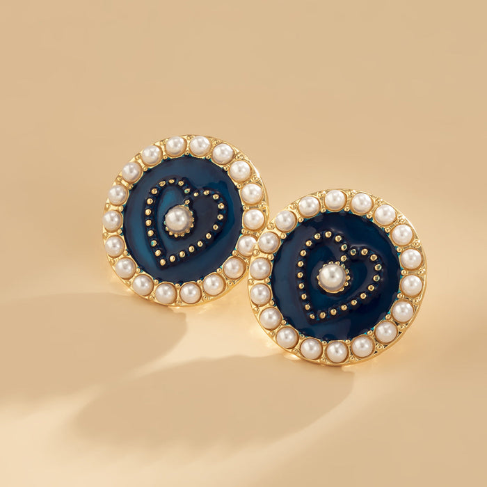 Wholesale Alloy Imitation Pearl Earrings JDC-ES-DN026 Earrings 道妮 blue 2463 Wholesale Jewelry JoyasDeChina Joyas De China