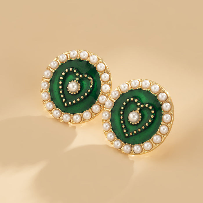 Wholesale Alloy Imitation Pearl Earrings JDC-ES-DN026 Earrings 道妮 green 2463 Wholesale Jewelry JoyasDeChina Joyas De China