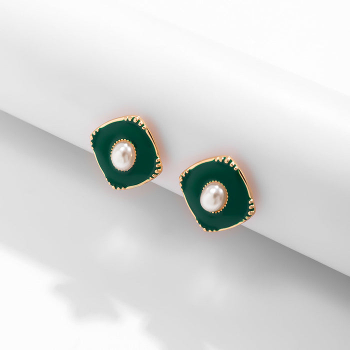 Wholesale Alloy Imitation Pearl Earrings JDC-ES-DN026 Earrings 道妮 green 2488 Wholesale Jewelry JoyasDeChina Joyas De China