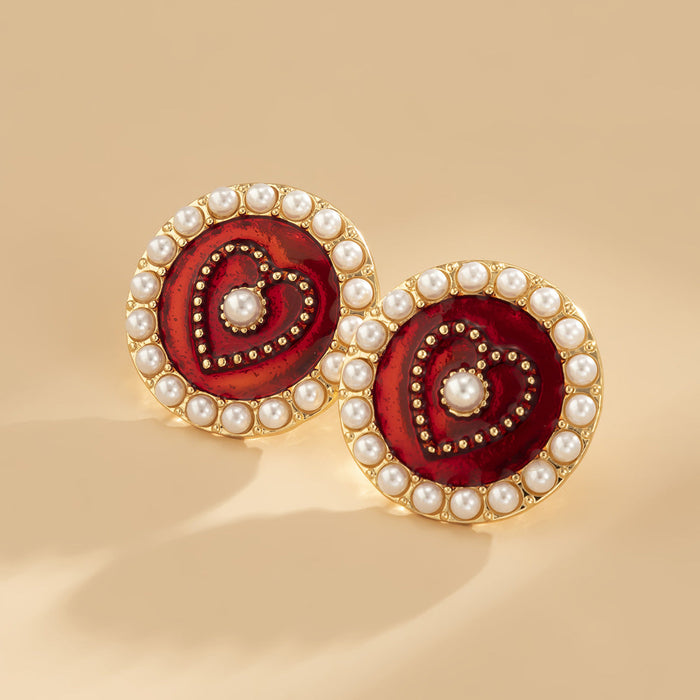 Wholesale Alloy Imitation Pearl Earrings JDC-ES-DN026 Earrings 道妮 red 2463 Wholesale Jewelry JoyasDeChina Joyas De China