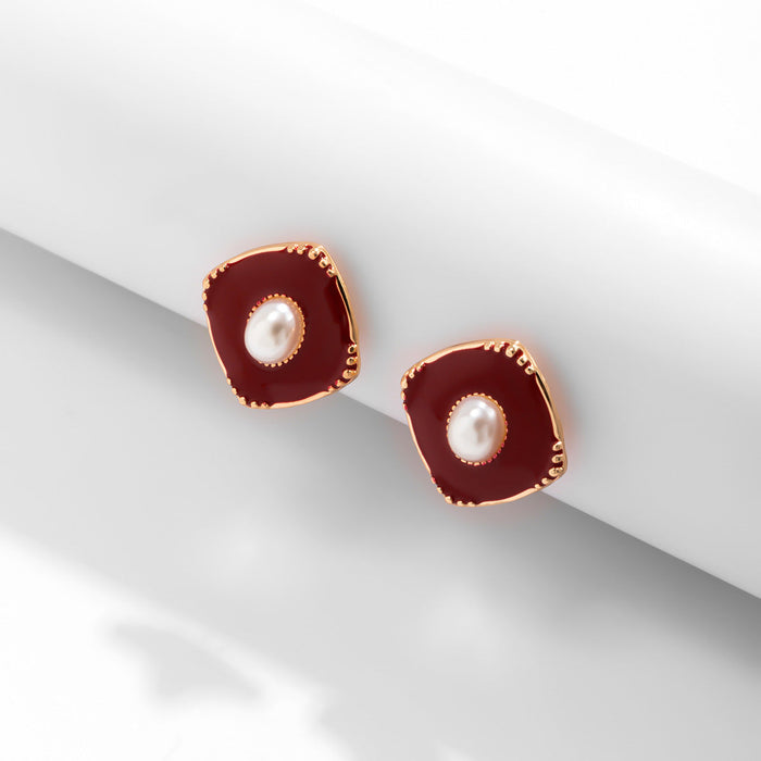 Wholesale Alloy Imitation Pearl Earrings JDC-ES-DN026 Earrings 道妮 red 2488 Wholesale Jewelry JoyasDeChina Joyas De China