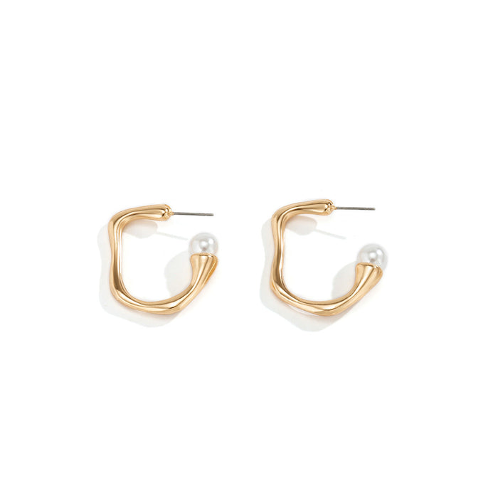 Wholesale Alloy Imitation Pearl Earrings JDC-ES-DN028 Earrings 道妮 gold Wholesale Jewelry JoyasDeChina Joyas De China