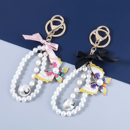 Wholesale Alloy Imitation Pearl Enamel Butterfly Keychain JDC-KC-JL007 Keychains 氿乐 Wholesale Jewelry JoyasDeChina Joyas De China