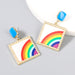 Wholesale Alloy Imitation Pearl Rainbow Square Earrings JDC-ES-JL772 Earrings 氿乐 white Wholesale Jewelry JoyasDeChina Joyas De China