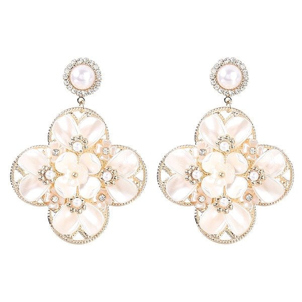 Wholesale alloy imitation pearl resin flower earrings JDC-ES-JL799 Earrings 氿乐 Wholesale Jewelry JoyasDeChina Joyas De China