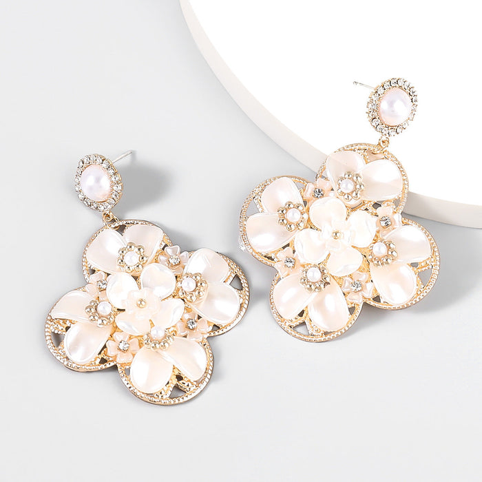 Wholesale alloy imitation pearl resin flower earrings JDC-ES-JL799 Earrings 氿乐 white Wholesale Jewelry JoyasDeChina Joyas De China