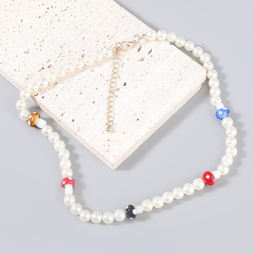Wholesale alloy imitation pearl resin small mushroom necklaces JDC-NE-JL162 necklaces JoyasDeChina Wholesale Jewelry JoyasDeChina Joyas De China