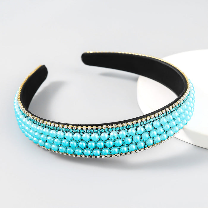 Wholesale alloy imitation pearl rhinestone headband JDC-HD-JL057 Headband 氿乐 blue Wholesale Jewelry JoyasDeChina Joyas De China