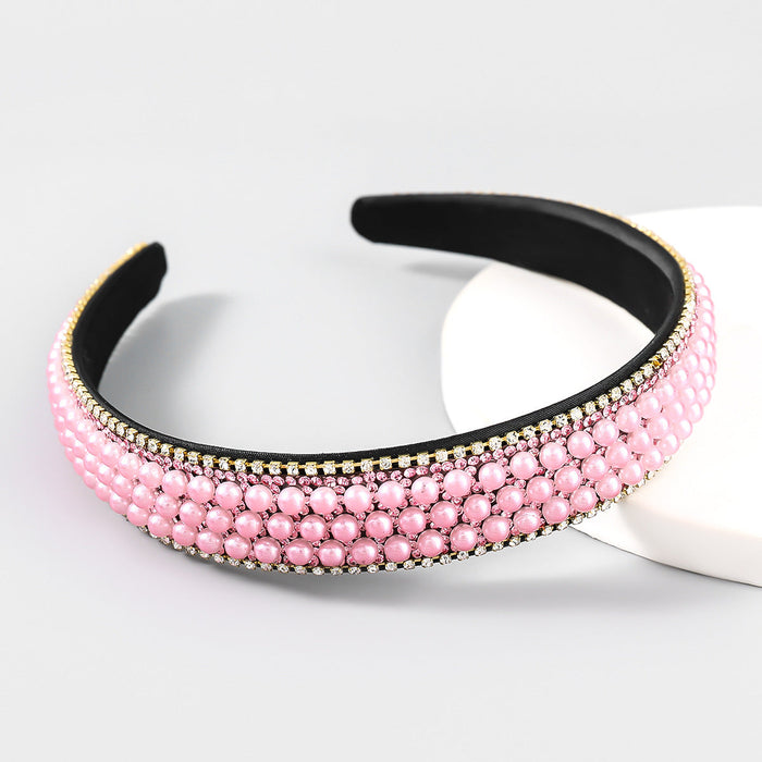 Wholesale alloy imitation pearl rhinestone headband JDC-HD-JL057 Headband 氿乐 pink Wholesale Jewelry JoyasDeChina Joyas De China