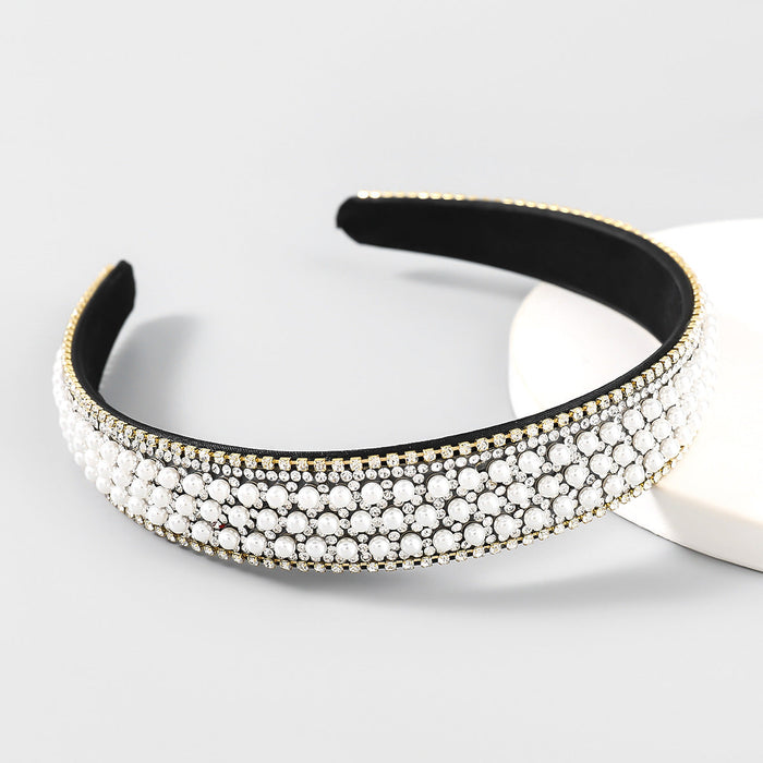 Wholesale alloy imitation pearl rhinestone headband JDC-HD-JL057 Headband 氿乐 white Wholesale Jewelry JoyasDeChina Joyas De China