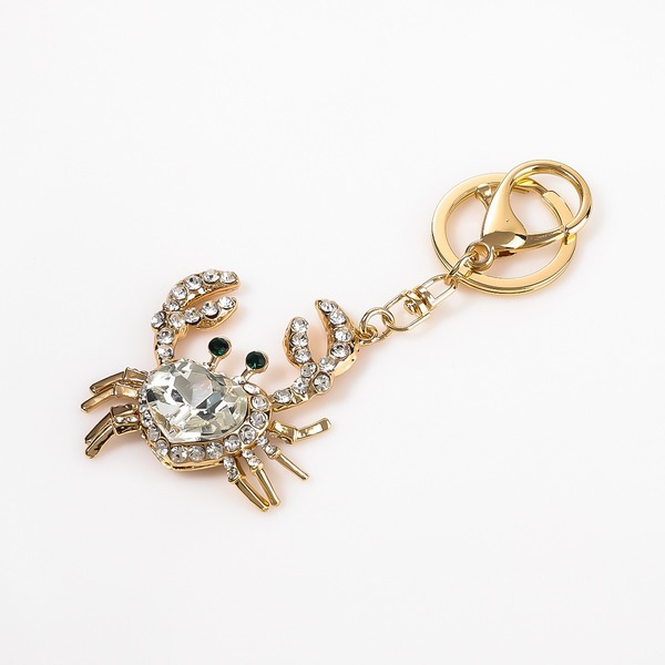 Bulk Jewelry Wholesale alloy inlaid diamond cute cartoon crab keychains JDC-KC-CL005 Wholesale factory from China YIWU China