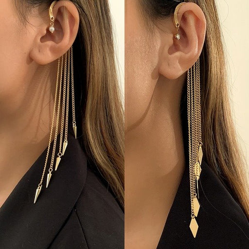 Wholesale alloy iron chain tassel chain ear clip JDC-ES-DN007 Earrings 道妮 Wholesale Jewelry JoyasDeChina Joyas De China