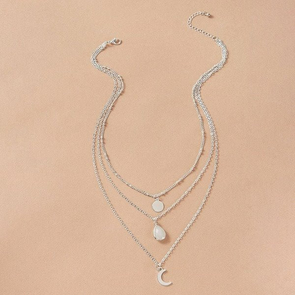 Wholesale alloy jade inlaid three-layer necklace JDC-NE-C172 NECKLACE 咏歌 Wholesale Jewelry JoyasDeChina Joyas De China
