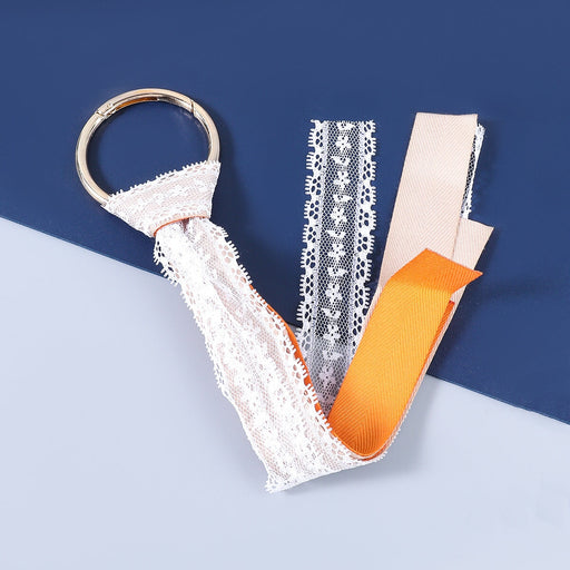 Wholesale Alloy Lace Fabric Long Tassel Keychain JDC-KC-JL003 Keychains 氿乐 orange Wholesale Jewelry JoyasDeChina Joyas De China