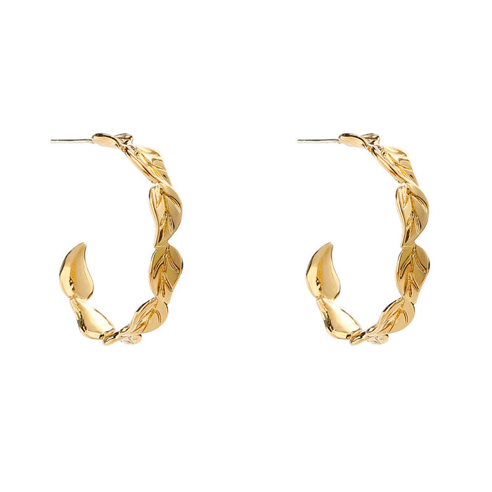 Wholesale Alloy leaf C-shaped metal Earrings JDC-ES-NM019 Earrings 诺铭 Alloy Wholesale Jewelry JoyasDeChina Joyas De China