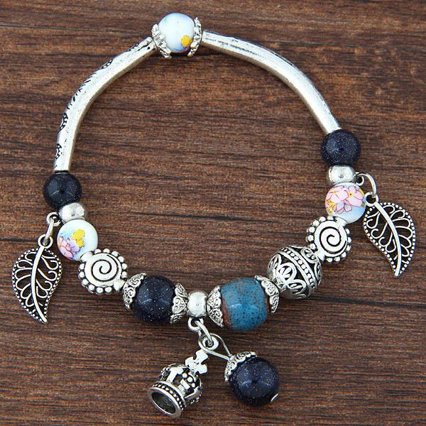Bulk Jewelry Wholesale Alloy Leaf Crown Crystal Bracelet JDC-BT-wy069 Wholesale factory from China YIWU China