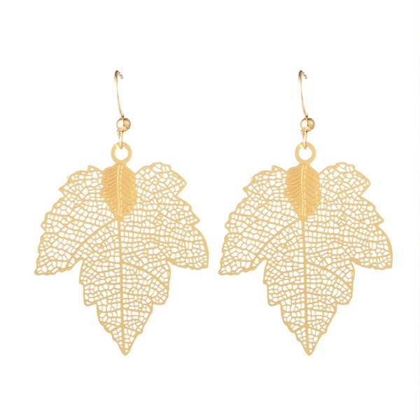 Bulk Jewelry Wholesale alloy leaf hollow carved earrings JDC-ES-KJ059 Wholesale factory from China YIWU China