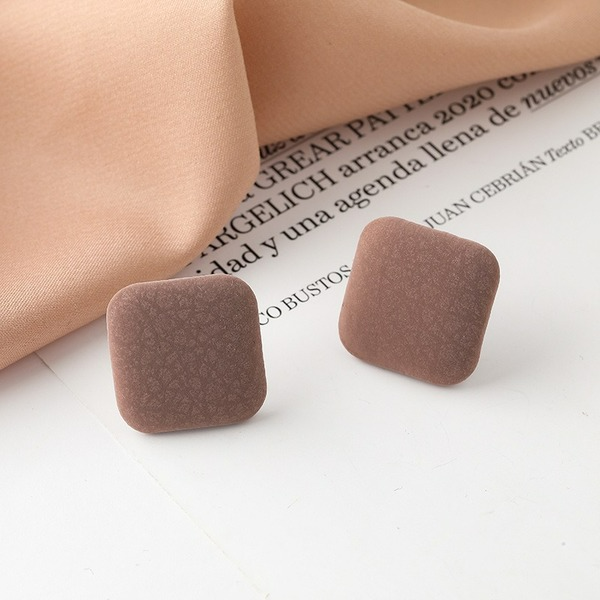 Wholesale alloy leather square button earrings JDC-ES-GSLSY013 Earrings JoyasDeChina Coffee Earrings Wholesale Jewelry JoyasDeChina Joyas De China