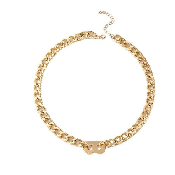 Wholesale alloy letter thick chain single layer necklace JDC-NE-C194 NECKLACE 咏歌 Wholesale Jewelry JoyasDeChina Joyas De China
