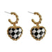 Wholesale alloy love heart checkerboard earrings JDC-ES-XuF033 Earrings 旭帆 Wholesale Jewelry JoyasDeChina Joyas De China