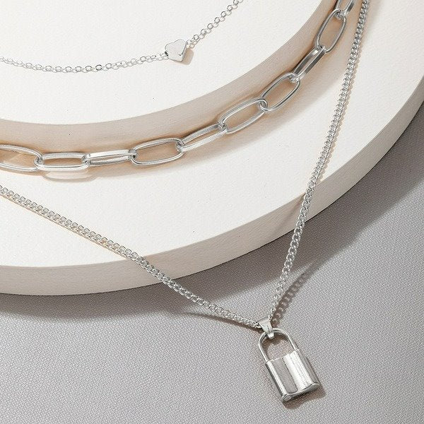 Wholesale alloy love heart lock necklace JDC-NE-C222 NECKLACE 咏歌 Wholesale Jewelry JoyasDeChina Joyas De China