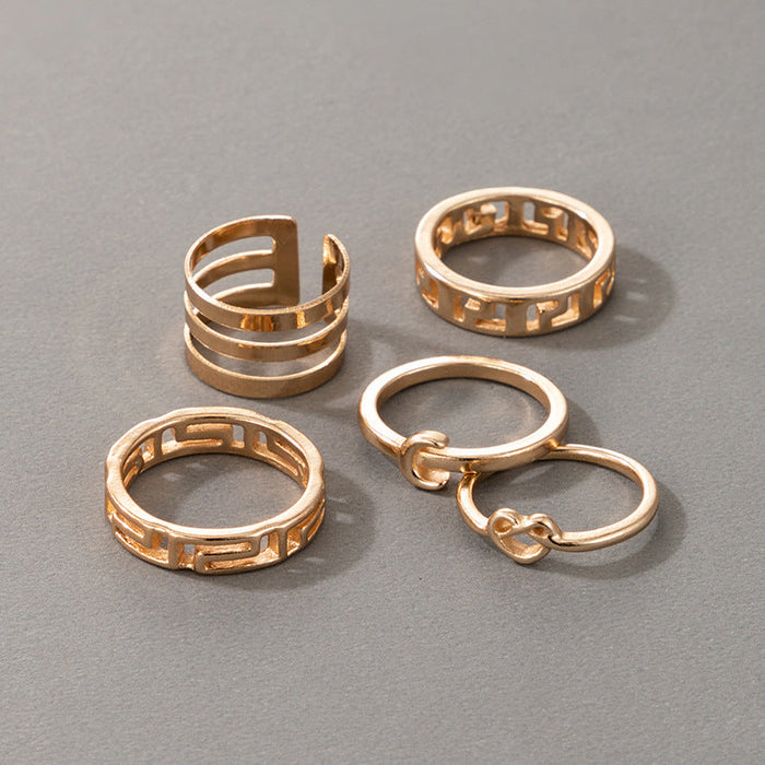 Wholesale alloy love heart moon set ring 5 piece set JDC-RS-C364 Rings 咏歌 17184 Wholesale Jewelry JoyasDeChina Joyas De China
