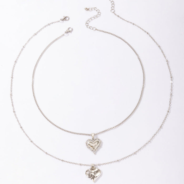 Wholesale Alloy Love Letter Double Necklace JDC-NE-C205 NECKLACE 咏歌 17618 Wholesale Jewelry JoyasDeChina Joyas De China
