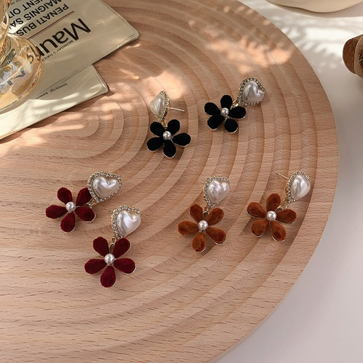 Wholesale alloy love pearl earrings JDC-ES-MS135 Earrings JoyasDeChina Wholesale Jewelry JoyasDeChina Joyas De China