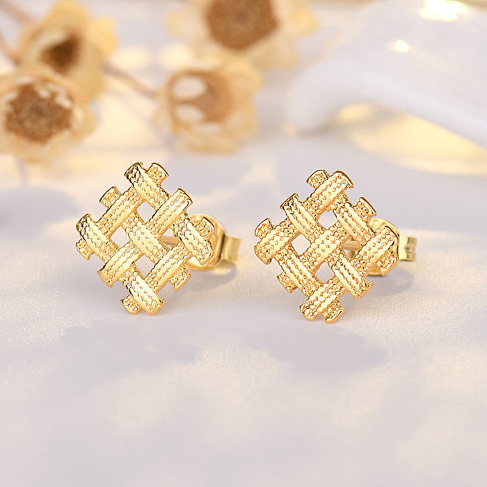 Wholesale alloy mesh braided earrings JDC-ES-QLX051 Earrings 巧兰轩 gold Wholesale Jewelry JoyasDeChina Joyas De China