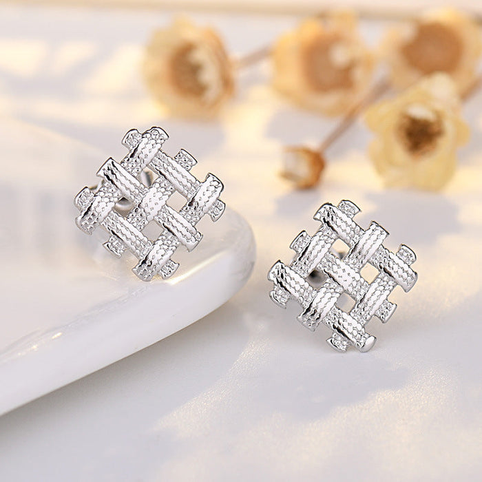 Wholesale alloy mesh braided earrings JDC-ES-QLX051 Earrings 巧兰轩 silver Wholesale Jewelry JoyasDeChina Joyas De China