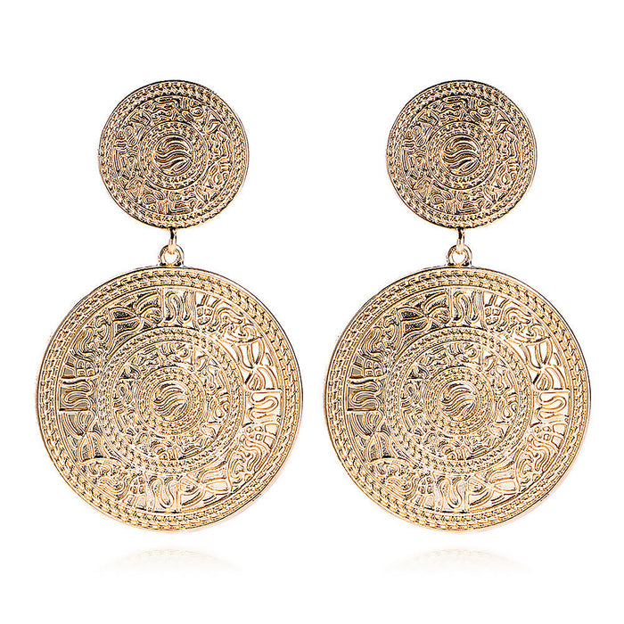 Wholesale alloy metal carved earrings JDC-ES-JQ206 Earrings 佳琪 gold Wholesale Jewelry JoyasDeChina Joyas De China