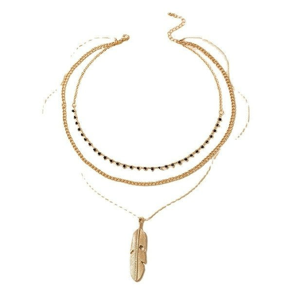 Wholesale alloy metal feather necklace JDC-NE-C202 NECKLACE 咏歌 Wholesale Jewelry JoyasDeChina Joyas De China