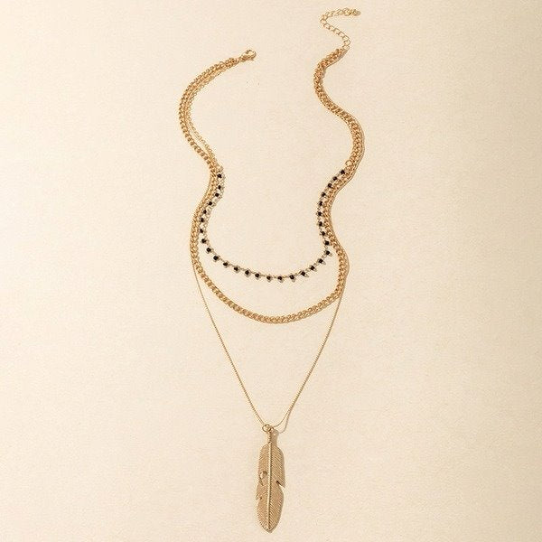 Wholesale alloy metal feather necklace JDC-NE-C202 NECKLACE 咏歌 Wholesale Jewelry JoyasDeChina Joyas De China