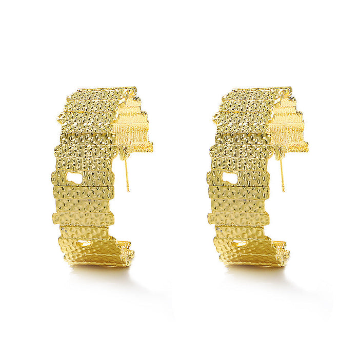 Wholesale alloy metal strap shape earrings JDC-ES-JQ198 Earrings 佳琪 gold Wholesale Jewelry JoyasDeChina Joyas De China