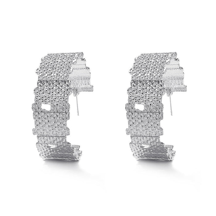 Wholesale alloy metal strap shape earrings JDC-ES-JQ198 Earrings 佳琪 silver Wholesale Jewelry JoyasDeChina Joyas De China