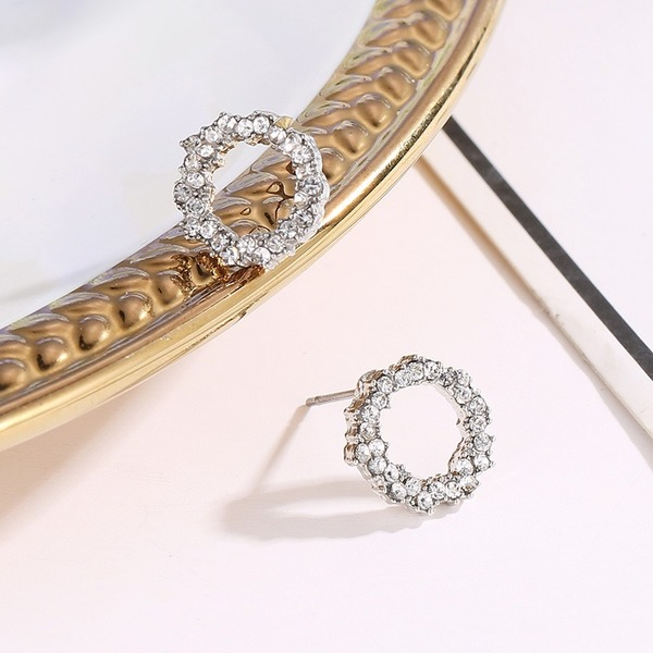 Bulk Jewelry Wholesale alloy micro - inset full diamond circle floor empty earrings JDC-ES-A054 Wholesale factory from China YIWU China