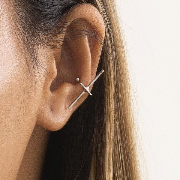 Wholesale Alloy Minimalist Cross Ear Clip JDC-ES-DN025 Earrings 道妮 Wholesale Jewelry JoyasDeChina Joyas De China