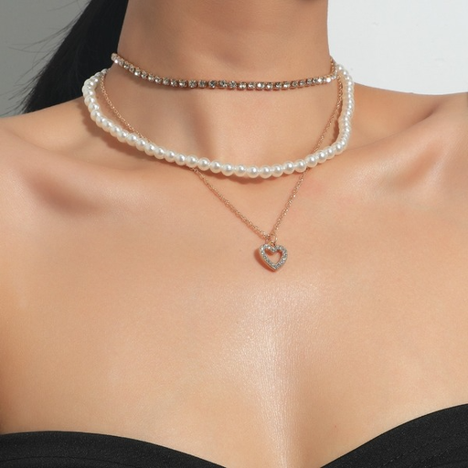 Bulk Jewelry Wholesale alloy multi-layer pendant diamond set necklaces JDC-NE-A370 Wholesale factory from China YIWU China